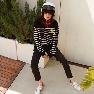 NWT Free People Sandrine Rose Black High Waist Distressed Skinny Jeans Size 31